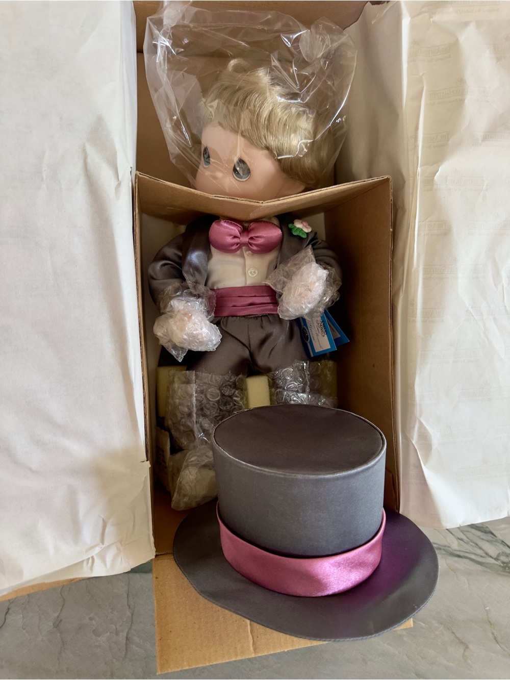 Groom Formal Doll in Gray Suit with Purple Accents